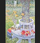 Childe Hassam Famous Paintings - Mrs. Hassams Garden at East Hampton